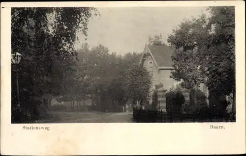 Ak Baarn Utrecht Niederlande, Stationsweg