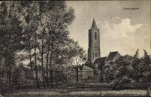 Ak Amerongen Utrecht Niederlande, Teilansicht, Kirche