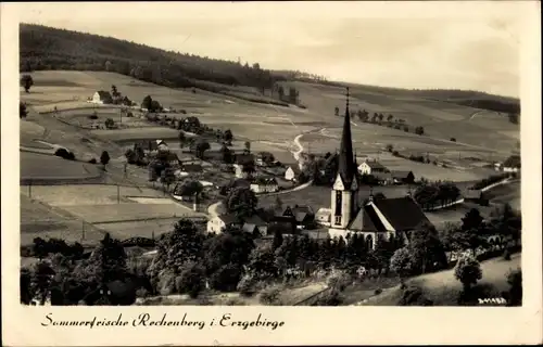 Ak Rechenberg Bienenmühle Erzgebirge, Ortsansicht mit Kirche