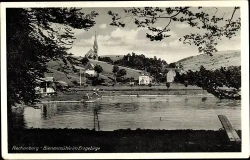 Ak Rechenberg Bienenmühle Erzgebirge, Freibad, Sprungbrett