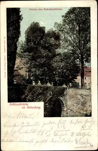 Ak Reinsberg in Sachsen, Perlen des Bobritzschtales, Partie auf der Schlossbrücke