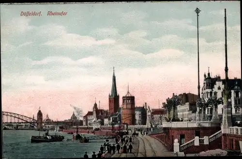 Ak Düsseldorf am Rhein, Rheinufer, Anleger