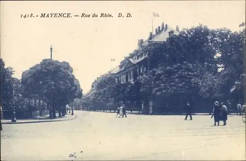 Ak Mainz am Rhein, Mayence, Rue du Rhin