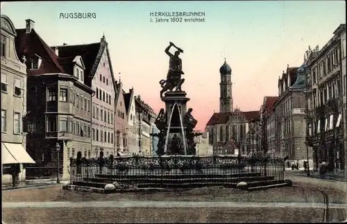 Ak Augsburg in Schwaben, Herkulesbrunnen, errichtet 1602