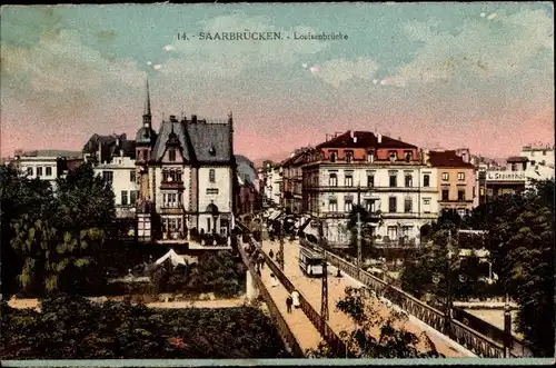 Ak Saarbrücken im Saarland, Partie auf der Louisenbrücke