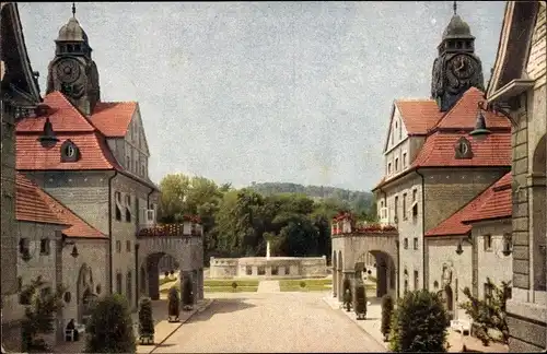 Ak Bad Nauheim in Hessen, Großer Sprudel und Badehäuser