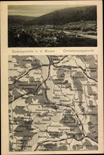 Landkarten Ak Bodenwerder an der Weser, Panorama