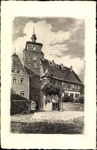 Künstler Ak Rothenburg ob der Tauber Mittelfranken, Weißer Turm