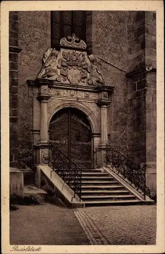 Ak Rudolstadt in Thüringen, Portal der Stadtkirche
