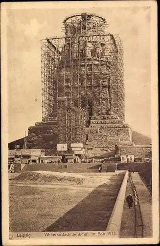 Ak Leipzig, Völkerschlachtdenkmal im Bau 1912