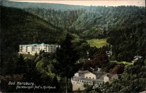 Ak Bad Harzburg am Harz, Harzburger Hof u. Kurhaus, Panorama