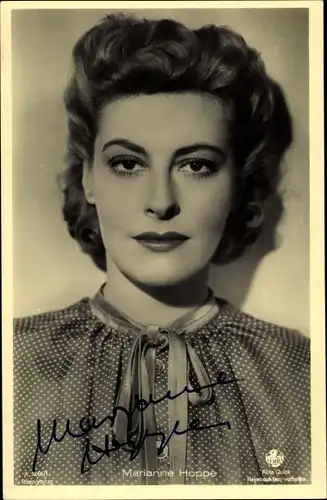 Ak Schauspielerin Marianne Hoppe, Portrait, Autogramm