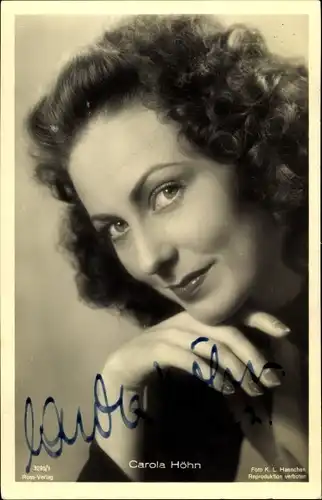 Ak Schauspielerin Carola Höhn, Portrait, Autogramm