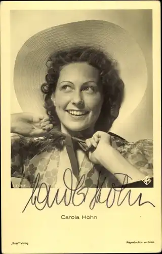 Ak Schauspielerin Carola Höhn, Portrait, Ross, Autogramm