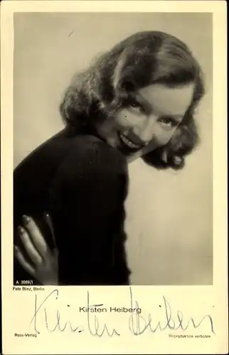 Ak Schauspielerin Kirsten Heiberg, Portrait, Autogramm