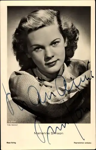 Ak Schauspielerin Marianne Simson, Portrait, Ross Verlag A 2717 1