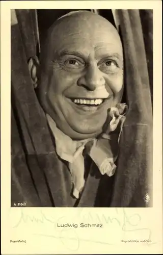 Ak Schauspieler Ludwig Schmitz, Portrait, Ross Verlag A 3104/1, Autogramm