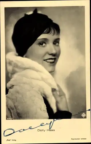 Ak Schauspielerin Dolly Haas, Portrait