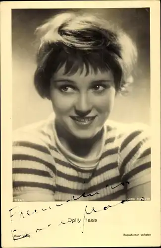 Ak Schauspielerin Dolly Haas, Portrait, Autogramm