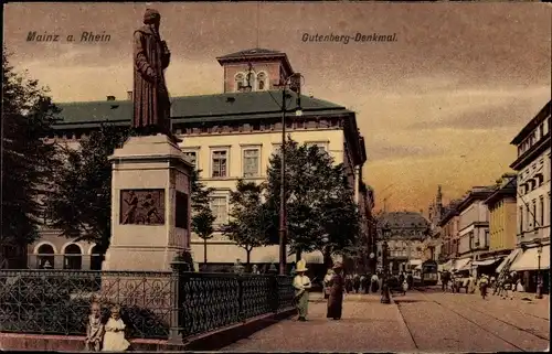 Ak Mainz am Rhein, Gutenberg Denkmal