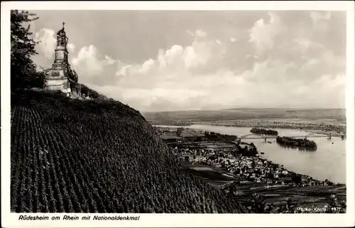 Ak Rüdesheim am Rhein, Niederwald Nationaldenkmal, Panorama