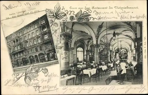 Ak Berlin Tiergarten, Restaurant der Victoriabrauerei, Lützowstraße 111/112