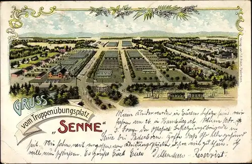 Litho Schloss Neuhaus Paderborn in Westfalen, Sennelager, Truppenübungsplatz Senne