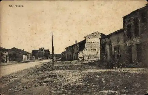 Ak Saint Hilaire Allier, Straßenpartie, Kriegszerstörung 1. WK