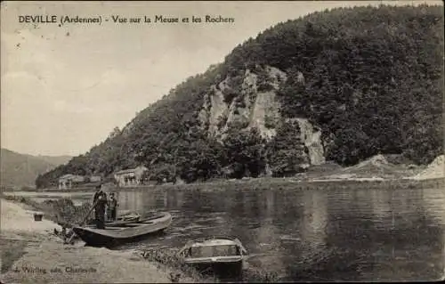 Ak Deville Ardennes, La Meuse et les Rochers