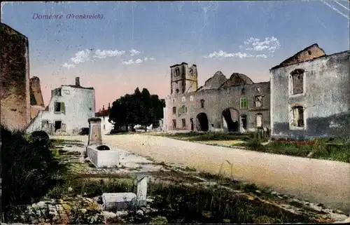 Ak Domevre Meurthe et Moselle, Straßenpartie, Kriegszerstörung 1. WK