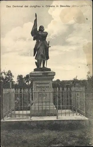 Ak Beaulieu les Fontaines Oise, Denkmal der Jungfrau von Orleans