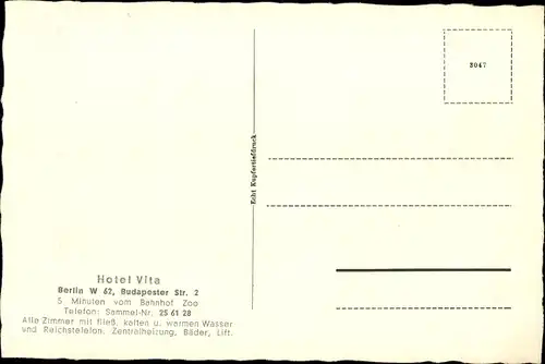 Ak Berlin, Hotel Vita, Budapester Straße 2