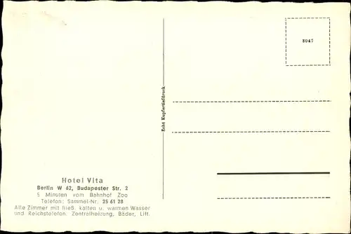 Ak Berlin, Hotel Vita, Budapester Straße 2