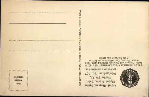 Ak Berlin Kreuzberg, Hotel Minerva, Stresemannstraße 68