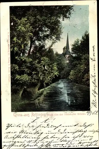 Ak Rellingen in Holstein, Blick von der Thesdorfer Brücke