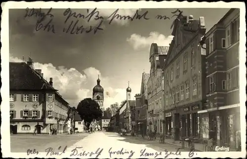 Ak Erding in Oberbayern, Stadtansicht, Platz, Turm