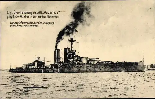 Ak Britisches Kriegsschiff, HMS Audacious, Royal Navy, Überdreadnoughtschiff