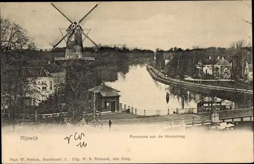 Ak Rijswijk Südholland Niederlande, Panorama aan de Hoornbrug, Windmühle