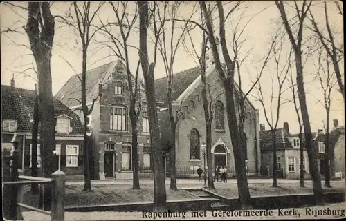 Ak Rijnsburg Südholland, Rapenburg met Gereformeerde Kerk