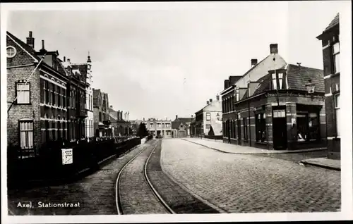 Ak Axel Zeeland Niederlande, Stationstraat