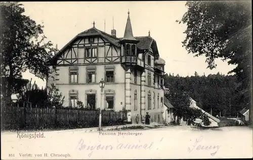 Ak Königsfeld im Schwarzwald Baar Kreis, Pension Herzberger