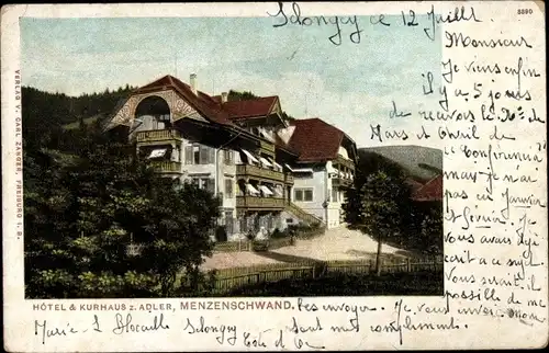 Ak Menzenschwand Sankt Blasien im Schwarzwald, Hotel und Kurhaus zum Adler