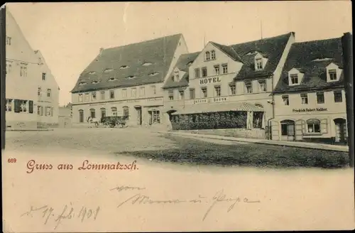 Ak Lommatzsch in Sachsen, Blick zum Hotel Goldene Sonne