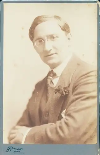 Kabinett Foto Wien 9. Alsergrund Österreich, Opernsänger Albin Rittersheim, Portrait