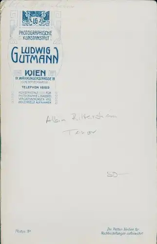 Kabinett Foto Wien 9. Alsergrund Österreich, Opernsänger Albin Rittersheim, Portrait