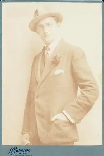 Kabinett Foto Wien 9. Alsergrund Österreich, Opernsänger Albin Rittersheim, Portrait