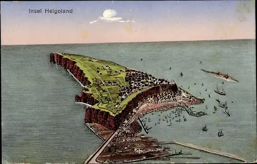 Ak Nordseeinsel Helgoland, Gesamtansicht aus der Vogelschau