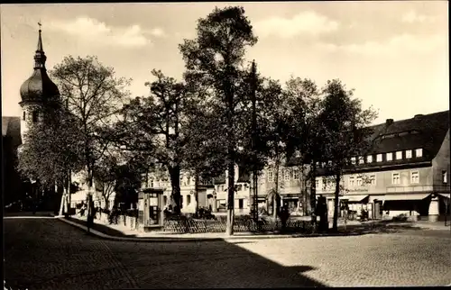 Ak Olbernhau im Erzgebirge Sachsen, Marktplatz, Kirchturm, Telefonzelle