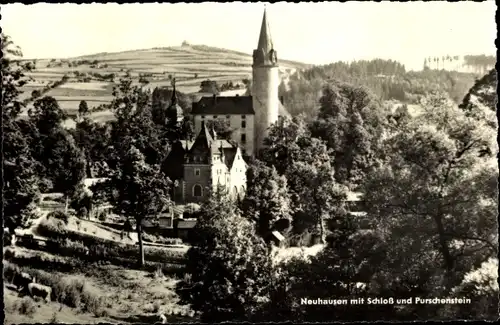 Ak Neuhausen im Erzgebirge, Schloss Purschenstein, Panorama