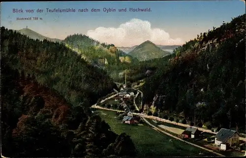 Ak Oybin in Sachsen, Fernblick, Teufelsmühle, Hochwald, Berge